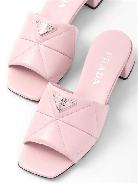 prada leather flower slides|prada quilted sandals.